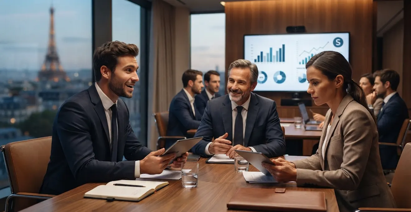 Professionnels de l'écosystème startup en échange informel lors d'un événement de networking tech en France